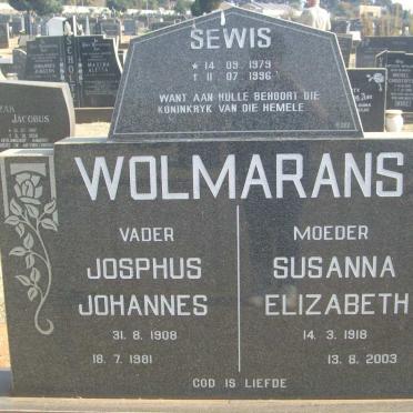 WOLMARANS Josphus Johannes 1908-1981 &amp; Susanna Elizabeth 1918-2003 :: WOLMARANS Sewis 1979-1996
