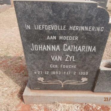 ZYL Johanna Catharina, van nee FOUCHE 1893-1959