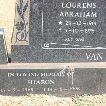 ZYL Lourens Abraham, van 1915-1976 &amp; Leonora 1917-2003 :: VAN ZYL Sharon 1965-1998