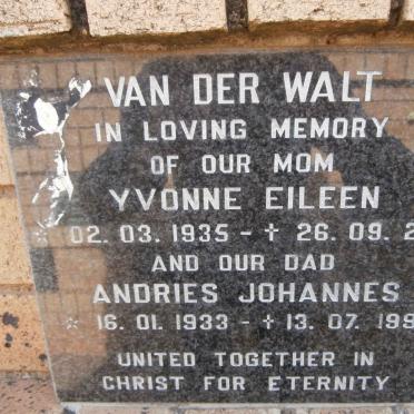 WALT Andries Johannes, van der 1933-1997 &amp; Yvonne Eileen 1935-2001