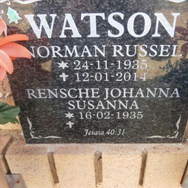 WATSON Norman Russel 1935-2014 &amp; Rensche Johanna Susanna 1935-