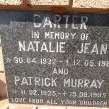 CARTER Patrick Murray 1925-1995 &amp; Natalie Jean 1932-1983