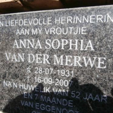 MERWE Anna Sophia, van der 1931-2007