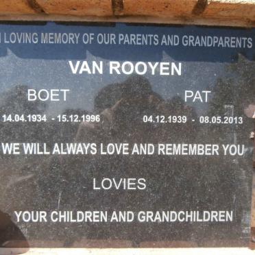 ROOYEN Boet, van 1934-1996 &amp; Pat 1939-2013