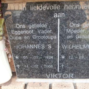 VIKTOR Johannes S. 1924-2008 &amp; Wilhelmina M. 1928-