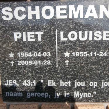 SCHOEMAN Piet 1954-2005 &amp; Louise 1955-