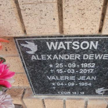 WATSON Alexander Dewey 1952-2017 &amp; Valerie Jean 1954-