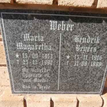 WEBER Hendrik Beyers 1916-1998 &amp; Maria Magaretha 1913-1997