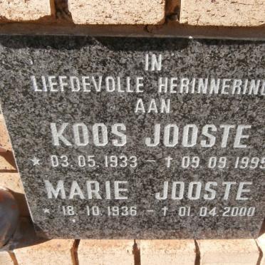 JOOSTE Koos 1933-1995 &amp; Marie 1936-2000