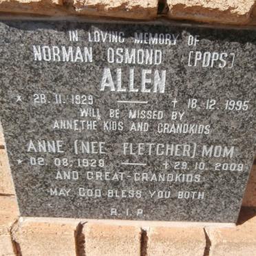 ALLEN Norman Osmond 1929-1995 &amp; Anne FLETCHER 1928-2009