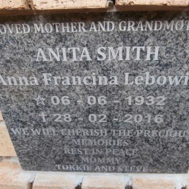 SMITH Anna Francina Lebowitz 1932-2016