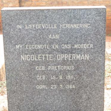 OPPERMAN Nicolette nee PRETORIUS 1911-1964