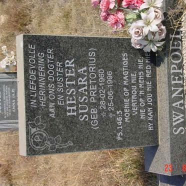 SWANEPOEL Hester Susara nee PRETORIUS 1960-1996