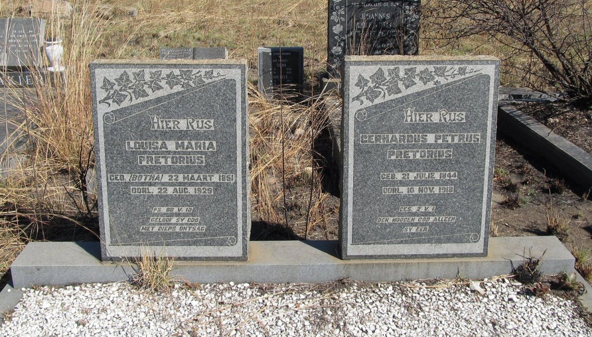 PRETORIUS Gerhardus Petrus 1844-1918 & Louisa Maria BOTHA 1851-1929