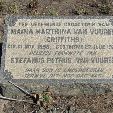 VUUREN Maria Marthina, van nee GRIFFITHS 1898-1923