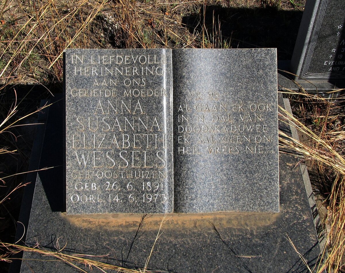 WESSELS Anna Susanna Elizabeth nee OOSTHUIZEN 1891-1973