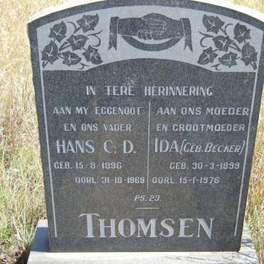 THOMSEN Hans C.D. 1896-1969 &amp; Ida BECKER 1899-1976