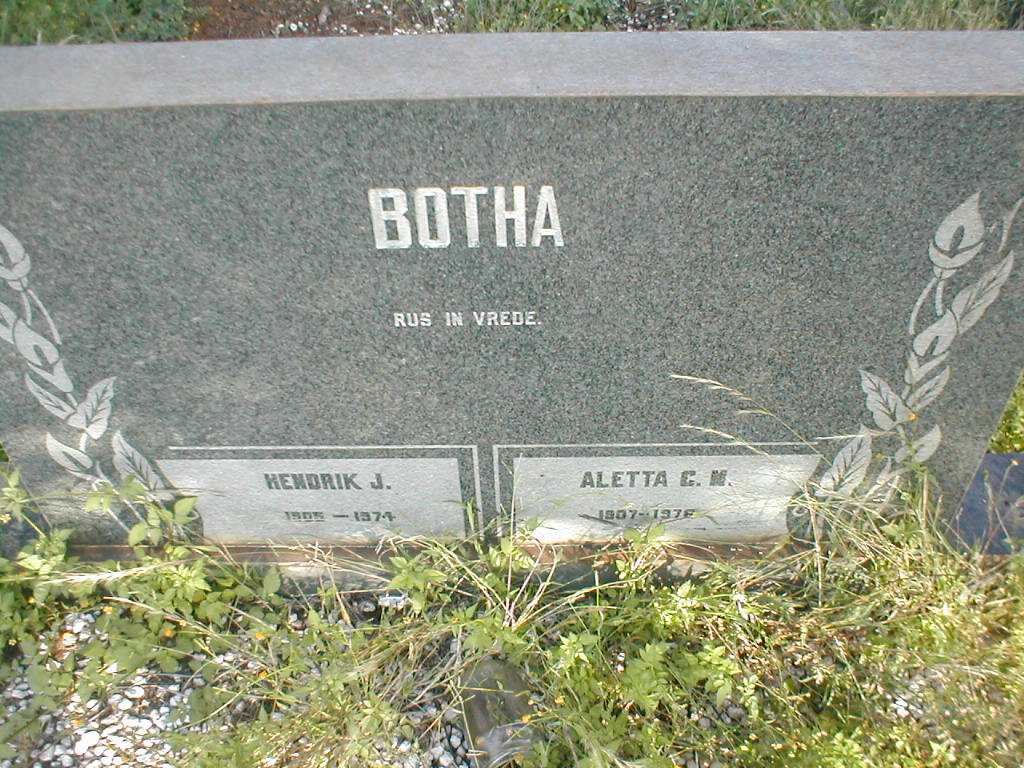 BOTHA Hendrik J. 1905-1974 &amp; Aletta G.N. 1907-1976