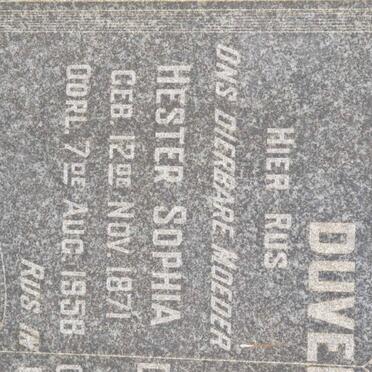 DUVENAGE Diederick Johannes 1859-1945 &amp; Hester Sophia 1871-1958