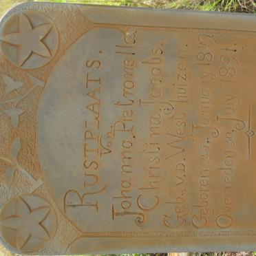 JACOBS Johanna Pietronella Christina nee V.D. WESTHUIZEN 1849-1891