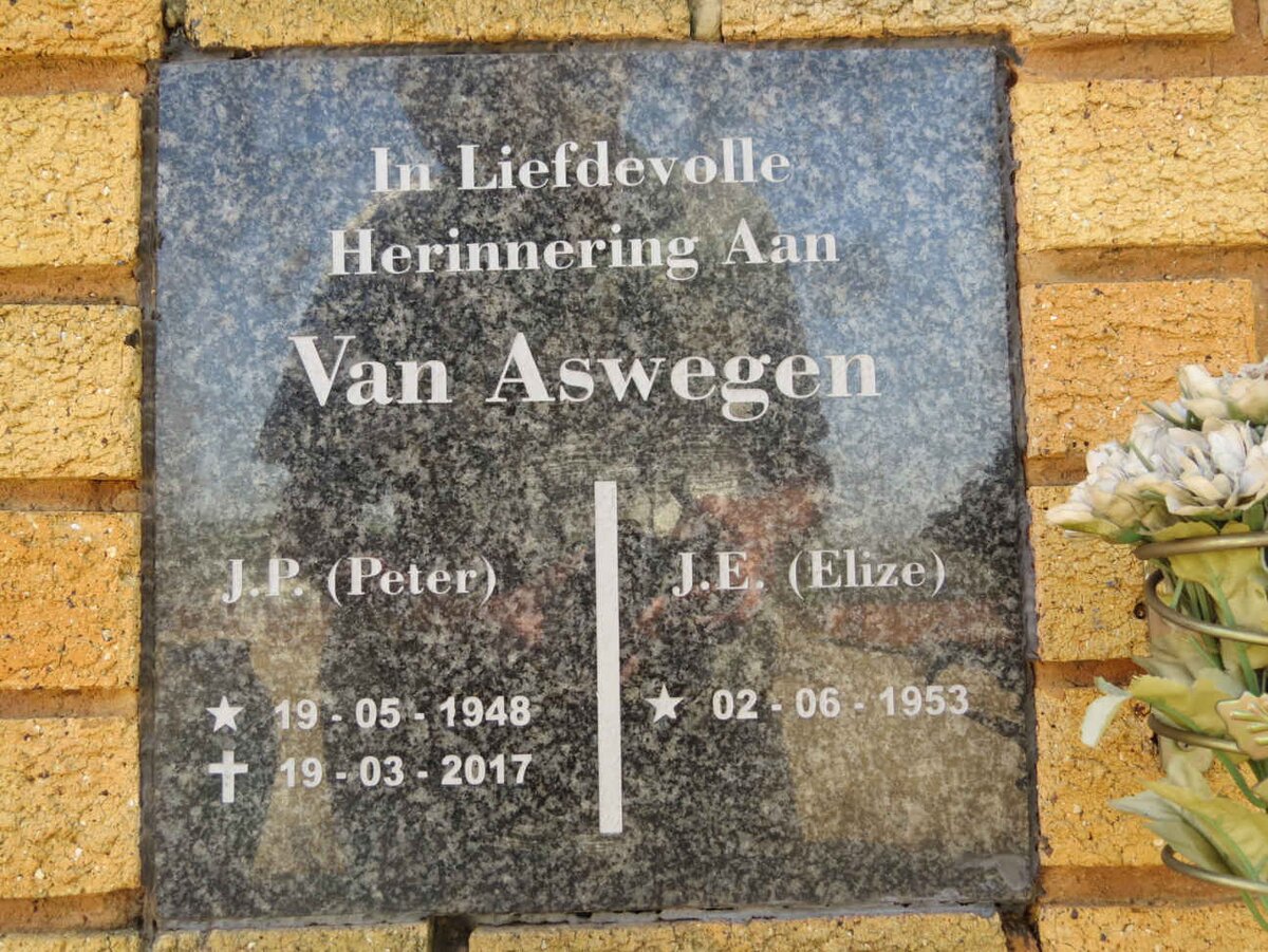 ASWEGEN J.P., van 1948-2017 &amp; J.E. 1953-