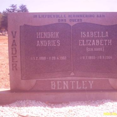 BENTLEY Hendrik Andries 1888-1962 &amp; Isabella Elizabeth RABIE 1895-1964