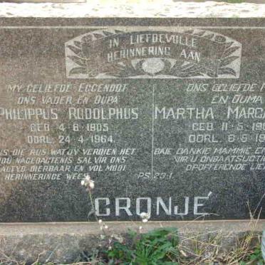 CRONJE Phillippus Rudolphus 1905-1964 &amp; Martha Margaretha 1908-1987