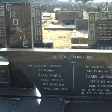 CRONJE Frans Johannes 1920-1988 &amp; Anna Maria ROSSLEE 1921-1964