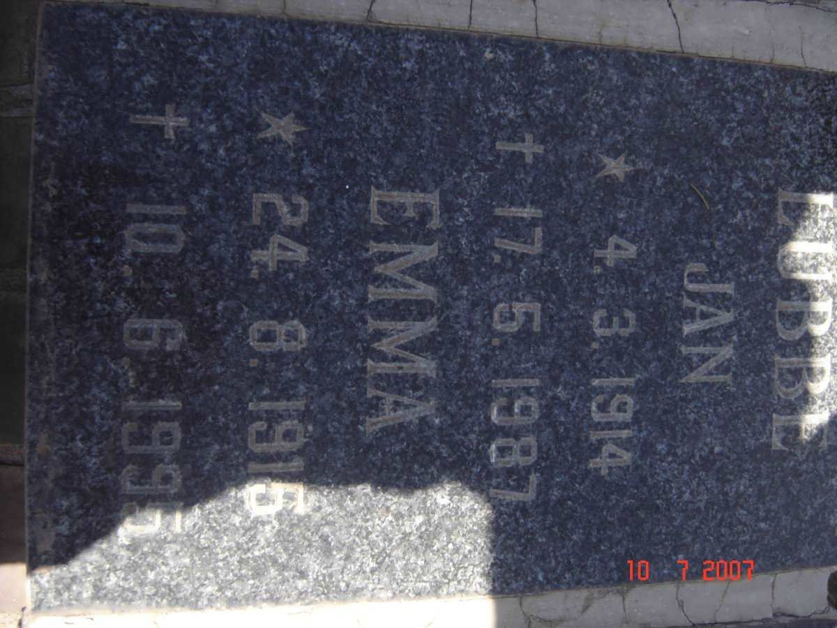 LUBBE Jan 1914-1987 & Emma 1915-1995