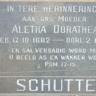 SCHUTTE Aletha Dorathea 1882-1967