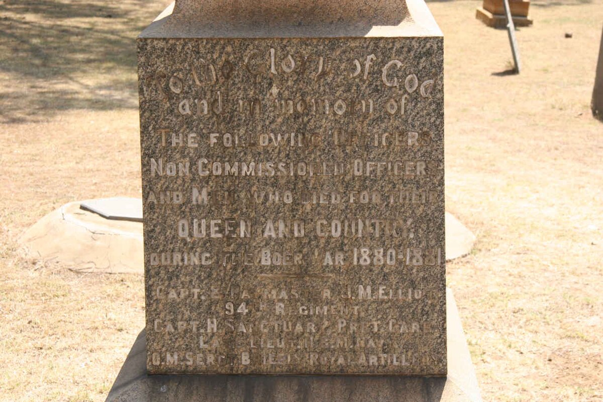 British War Memorial dedicated to the British Soldiers who died during the First Boer War 1880-1881