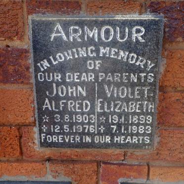 ARMOUR John Alfred 1903-1976 &amp; Violet Elizabeth 1899-1983