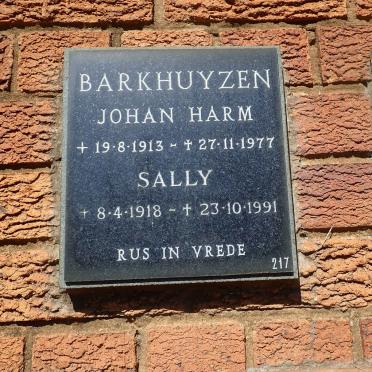 BARKHUYZEN Johan Harm 1913-1977 &amp; Sally 1918-1991