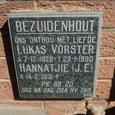 BEZUIDENHOUT Lukas Vorster 1928-1990 &amp; J.E. 1931-