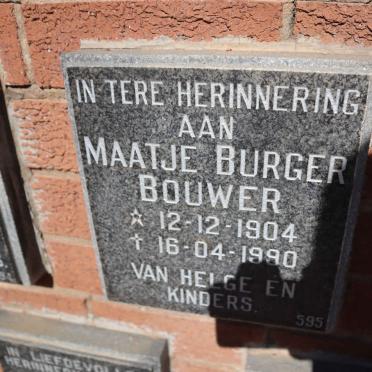 BOUWER Maatje Burger 1904-1990