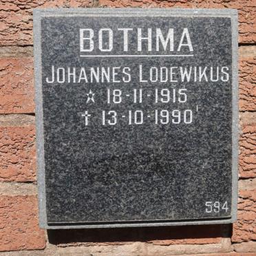 BOTHMA Johannes Lodewikus 1915-1990