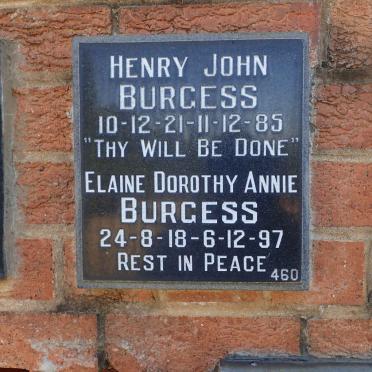 BURGESS Henry John 1921-1985 &amp; Elaine Dorothy Annie 1918-1997