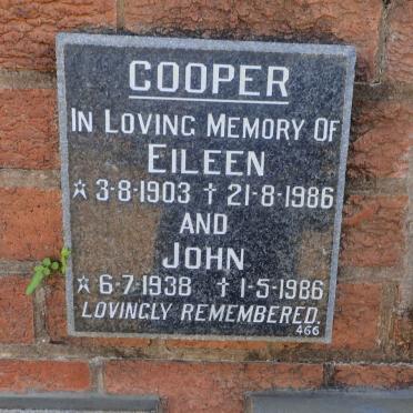 COOPER Eileen 1903-1986 :: COOPER John 1938-1986 
