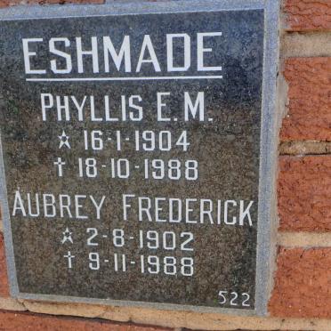 ESHMADE Aubrey Frederick 1902-1988 &amp; Phyllis E.M. 1904-1988