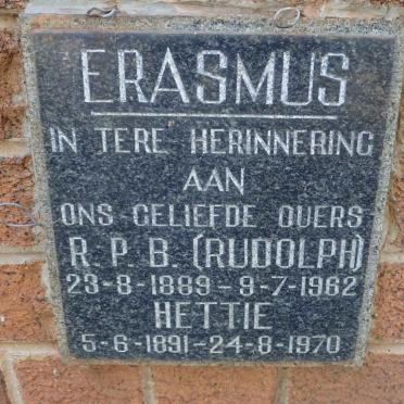 ERASMUS R.P.B. 1889-1962 &amp; Hettie 1891-1970