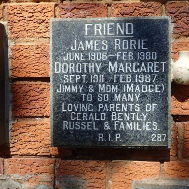 FRIEND James Rorie 1906-1980 &amp; Dorothy Margaret 1911-1987