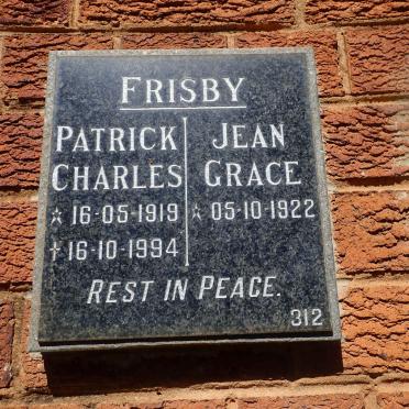 FRISBY Patrick Charles 1919-1994 &amp; Jean Grace 1922-