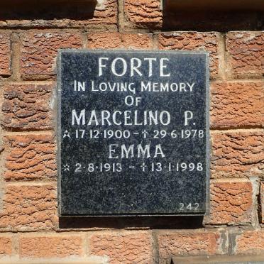 FORTE Marcelino P. 1900-1978 &amp; Emma 1913-1998