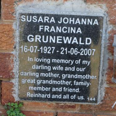 GRUNEWALD Susara Johanna Francina 1927-2007
