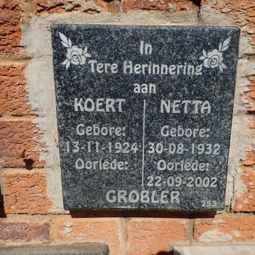 GROBLER Koert 1924- &amp; Netta 1932-2002