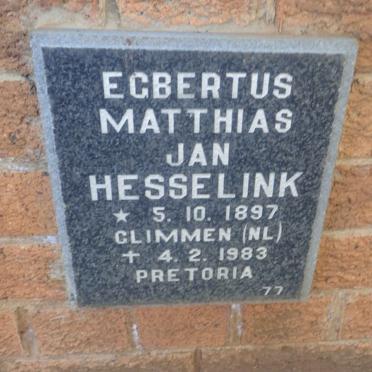 HESSELINK Egbertus Matthias Jan 1897-1983