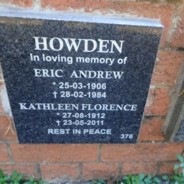 HOWDEN Eric Andrew 1906-1984 &amp; Kathleen Florence 1912-2011