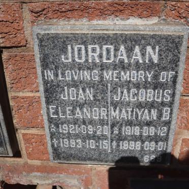 JORDAAN Jacobus Matiyan B. 1918-1998 &amp; John Eleanor 1921-1993
