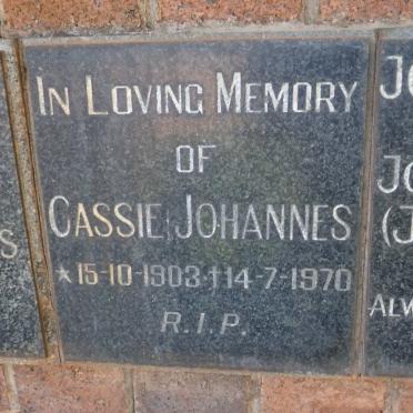 JOHANNES Cassie 1903-1970