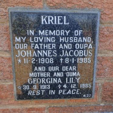 KRIEL Johannes Jacobus 1908-1985 &amp; Georgina Lily 1913-1985